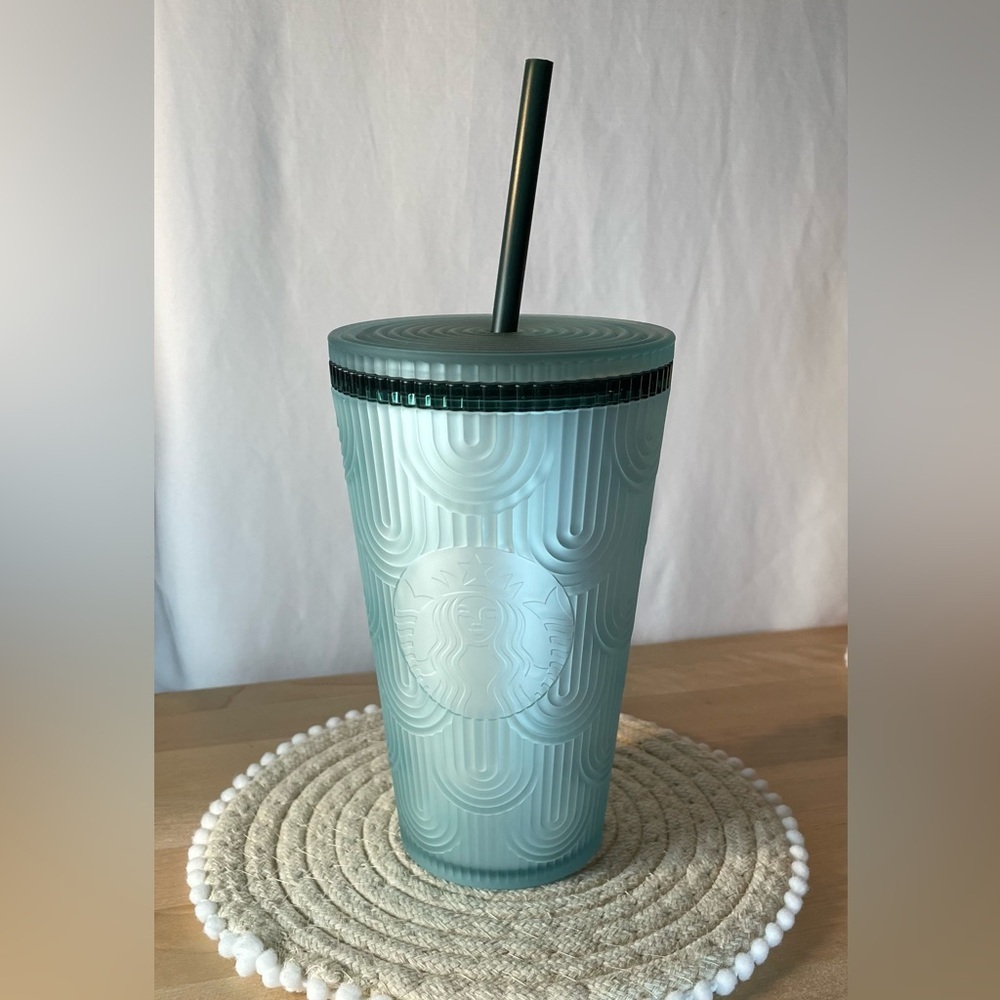 NWT Starbucks Aqua Textured Tumbler with Straw